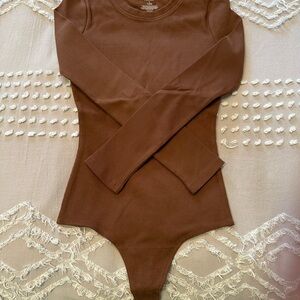 Nuuds Brown Bodysuit Long Sleeve Top